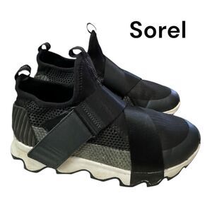 SOREL Women’s Kinetic Sneak Knit Scalloped Sole Stretch Straps Sneakers 7.5